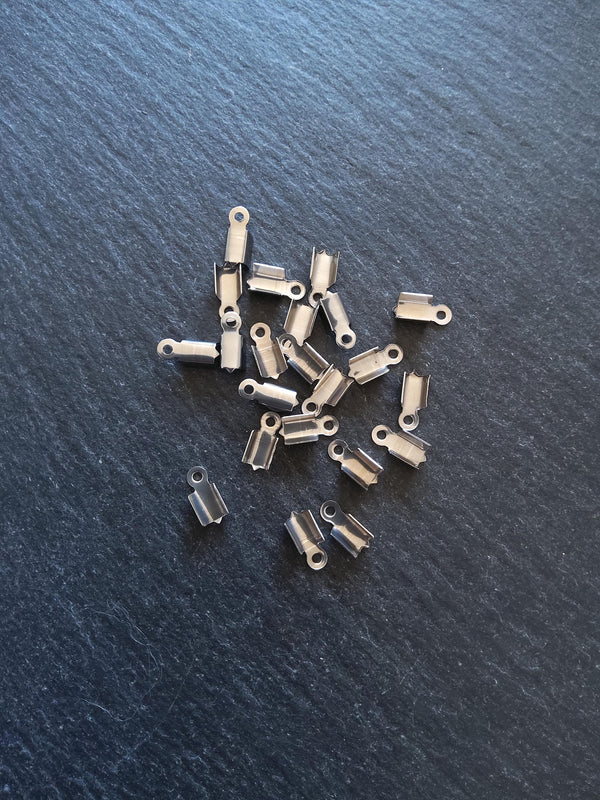 20 or 100 Stainless Steel Folding 9x4.5x4mm Crimp End Findings for approx. 3mm cord