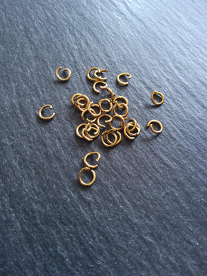 20 or 100 Real 18K Gold Ion Plated 6mm Diameter Strong Stainless Steel Jump Rings 0.8mm (20 Gauge) Internal: 4mm
