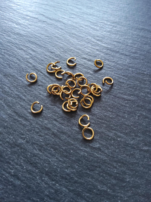 40 or 200 Real 18K Gold Plated 6mm Strong Stainless Steel Jump Rings 0.8mm (20 Gauge) Internal: 4mm