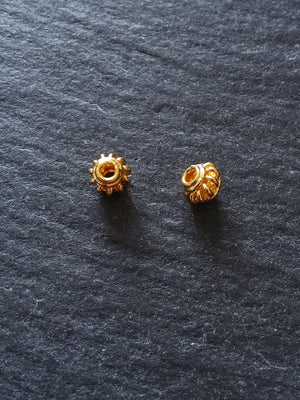 22K Gold Vermeil Plated Solid Bali 925 Sterling Silver 4.5mm Coil Spacer Beads  4.5x4mm Hole: 1.8mm