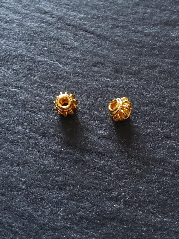 22K Gold Vermeil Plated Solid Bali 925 Sterling Silver 4.5mm Coil Spacer Beads  4.5x4mm Hole: 1.8mm