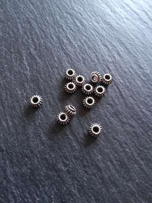925 Bali Sterling Silver 5.1mm Coil Spacer Beads Antique Finish 5.1x3.1mm Hole: 2mm
