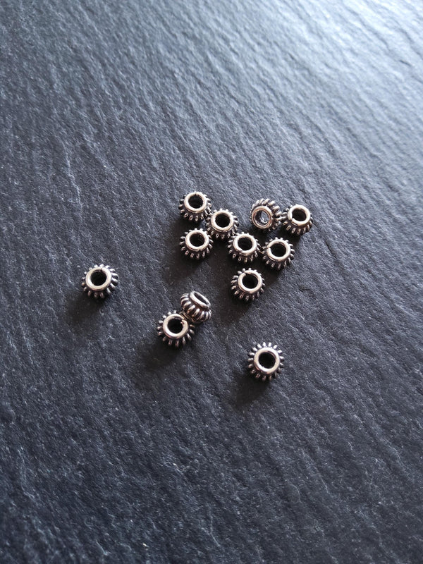 925 Bali Sterling Silver 5.1mm Coil Spacer Beads Antique Finish 5.1x3.1mm Hole: 2mm