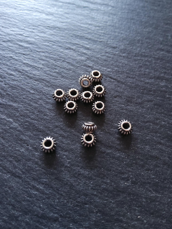 925 Bali Sterling Silver 5.1mm Coil Spacer Beads Antique Finish 5.1x3.1mm Hole: 2mm