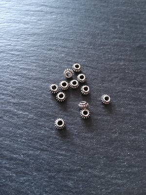 925 Bali Sterling Silver 5.1mm Coil Spacer Beads Antique Finish 5.1x3.1mm Hole: 2mm