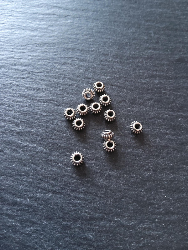 925 Bali Sterling Silver 5.1mm Coil Spacer Beads Antique Finish 5.1x3.1mm Hole: 2mm