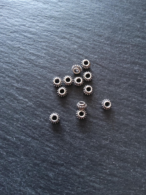 925 Bali Sterling Silver 5.1mm Coil Spacer Beads Antique Finish 5.1x3.1mm Hole: 2mm