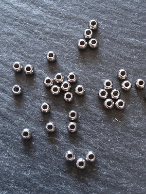 20 or 100 Stainless Steel 3mm Round Spacer Solid Beads 1.4mm Hole