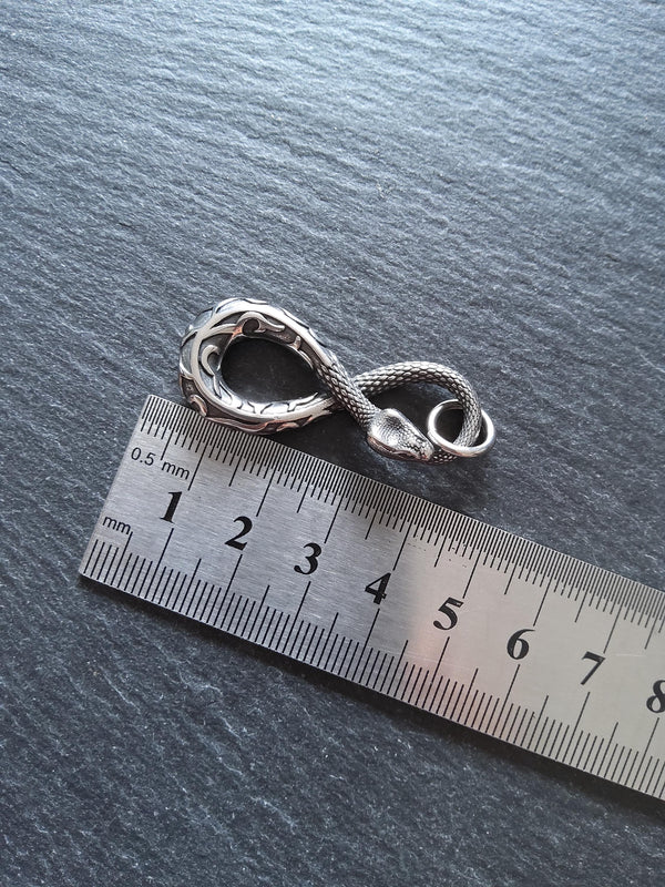 Snake Infinity Pendant Antique Silver Surgical Steel 42.5x18x4.5mm