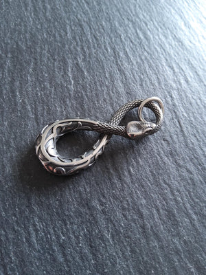 Snake Infinity Pendant Antique Silver Surgical Steel 42.5x18x4.5mm