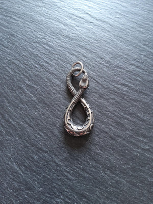 Snake Infinity Pendant Antique Silver Surgical Steel 42.5x18x4.5mm