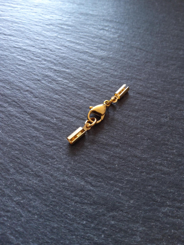 5 or 25 Gold Stainless Steel Crimp End Sets for 2mm to 2.5mm Round Cord Necklaces