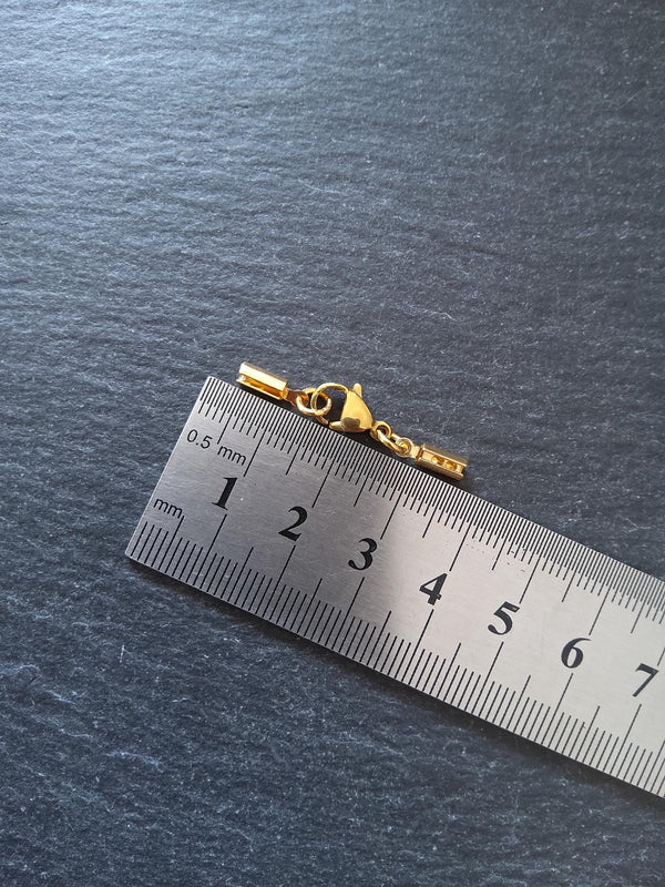 5 or 25 Gold Stainless Steel Crimp End Sets for 2mm to 2.5mm Round Cord Necklaces