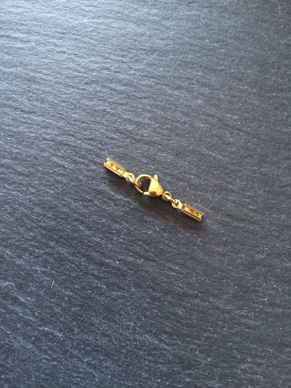 5 or 25 Gold Stainless Steel Crimp End Sets for 2mm to 2.5mm Round Cord Necklaces