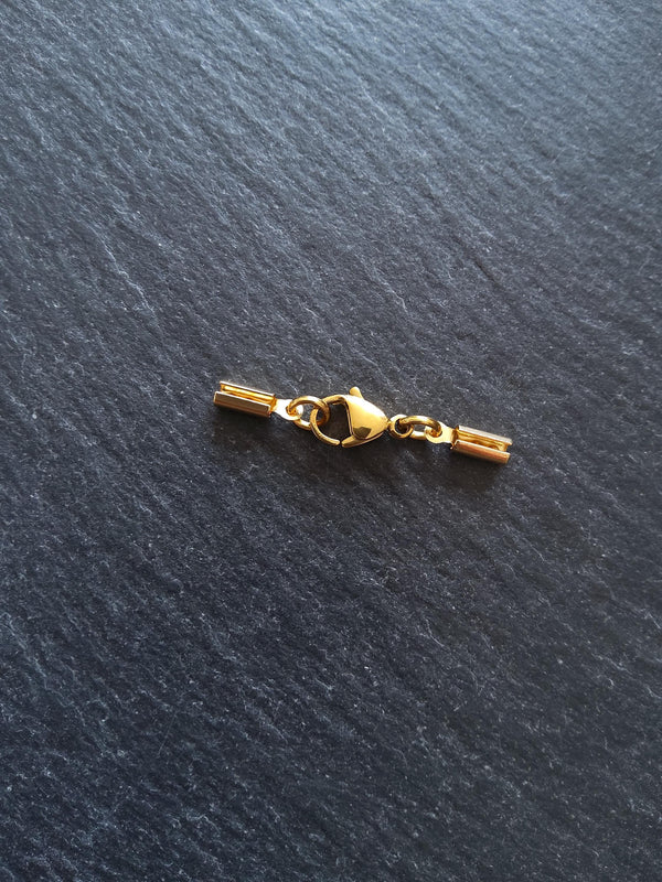 5 or 25 Gold Stainless Steel Crimp End Sets for 2mm to 2.5mm Round Cord Necklaces