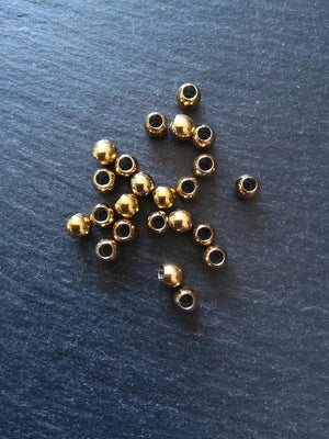 6 or 30 Golden 6mm Stainless Steel Solid Round Ion Plated Spacer Beads 6x5mm Hole: 3mm