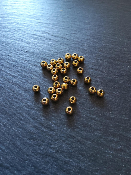 6 or 30 Golden 5mm Stainless Steel Solid Round Ion Plated Spacer Beads Hole: 1.8mm - ContentedCatz