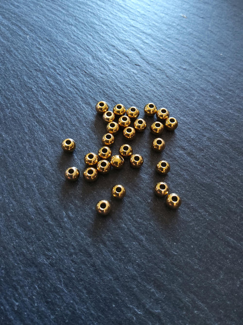 10 or 50 Gold 4mm Stainless Steel Solid Round Ion Plated Spacer Beads 4x3mm Hole: 1.5mm