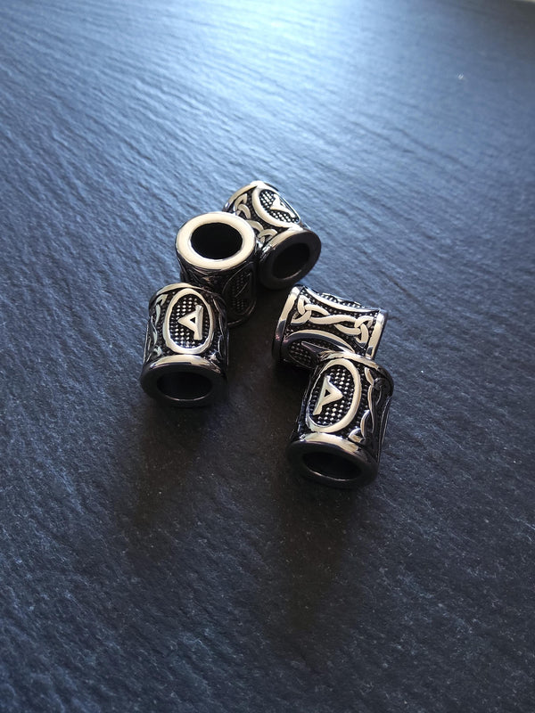1 or 5 Thurisaz ᚦ Rune Beads Stainless Steel Elder Futhark 16x13mm Hole: 8mm - ContentedCatz