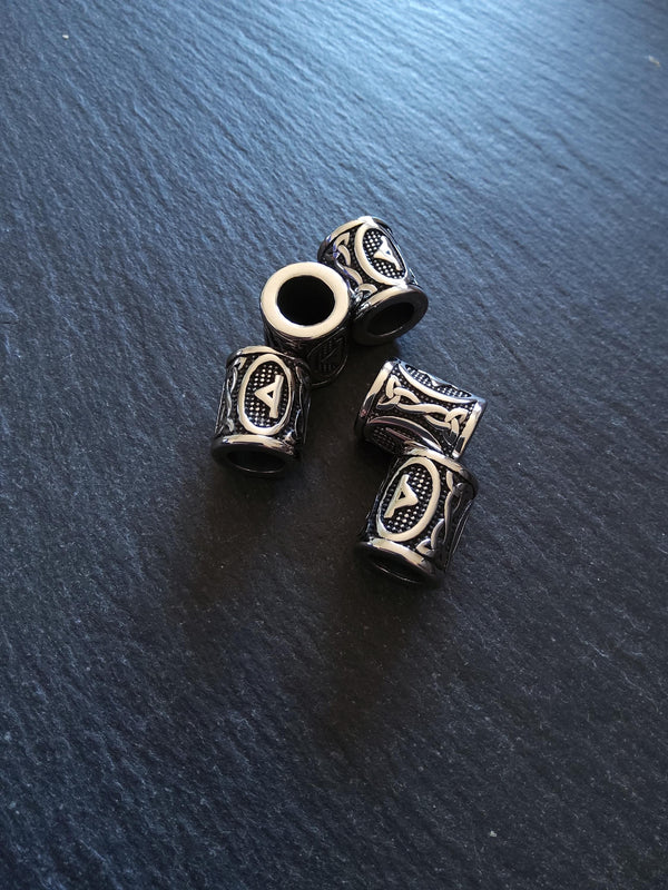 1 or 5 Thurisaz ᚦ Rune Beads Stainless Steel Elder Futhark 16x13mm Hole: 8mm - ContentedCatz
