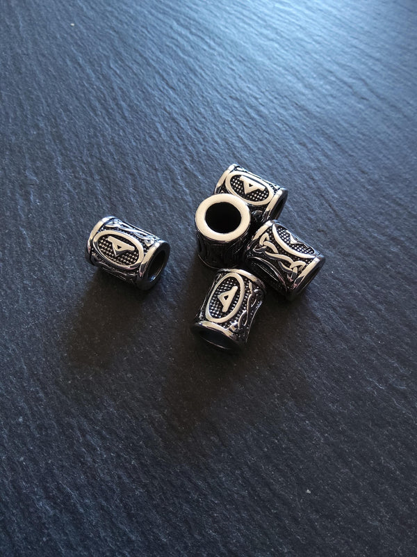1 or 5 Thurisaz ᚦ Rune Beads Stainless Steel Elder Futhark 16x13mm Hole: 8mm - ContentedCatz