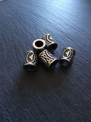 1 or 5 Thurisaz ᚦ Rune Beads Stainless Steel Elder Futhark 16x13mm Hole: 8mm - ContentedCatz