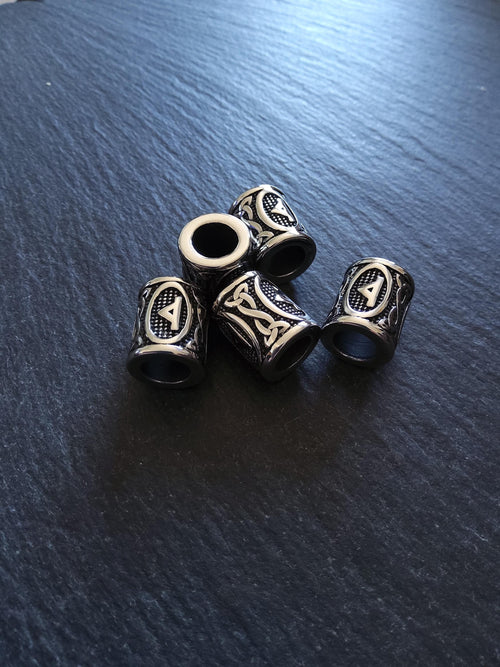 1 or 5 Thurisaz ᚦ Rune Beads Stainless Steel Elder Futhark 16x13mm Hole: 8mm - ContentedCatz