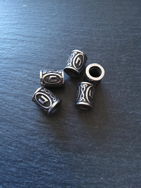 1 or 5 Uruz ᚢ Rune Beads Stainless Steel Elder Futhark 16x13mm Hole: 8mm