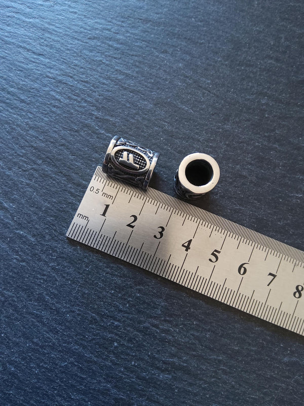 1 or 5 Fehu ᚠ Rune Beads Stainless Steel Elder Futhark 16x13mm Hole: 8mm