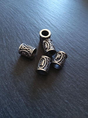 1 or 5 Fehu ᚠ Rune Beads Stainless Steel Elder Futhark 16x13mm Hole: 8mm
