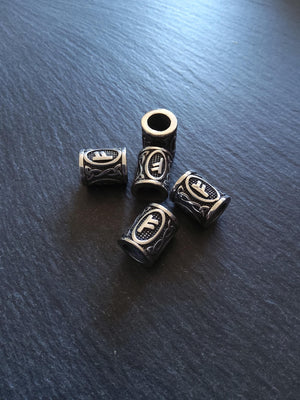 1 or 5 Fehu ᚠ Rune Beads Stainless Steel Elder Futhark 16x13mm Hole: 8mm