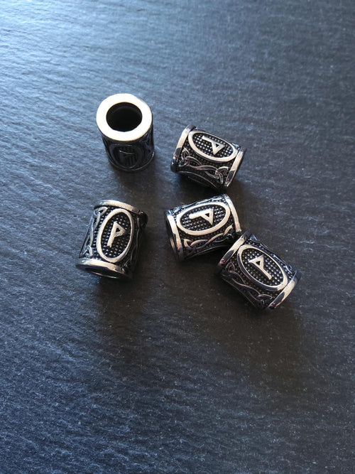 1 or 5 Stainless Steel Wunjo ᚹ Rune Beads Elder Futhark 18x16mm Hole: 8mm - ContentedCatz