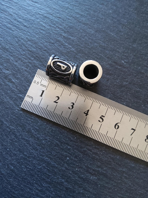 1 or 5 Stainless Steel Wunjo ᚹ Rune Beads Elder Futhark 18x16mm Hole: 8mm - ContentedCatz