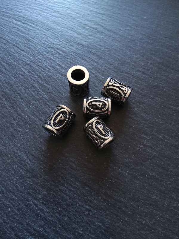 1 or 5 Stainless Steel Wunjo ᚹ Rune Beads Elder Futhark 18x16mm Hole: 8mm - ContentedCatz