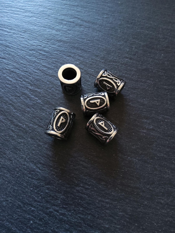 1 or 5 Stainless Steel Wunjo ᚹ Rune Beads Elder Futhark 18x16mm Hole: 8mm - ContentedCatz