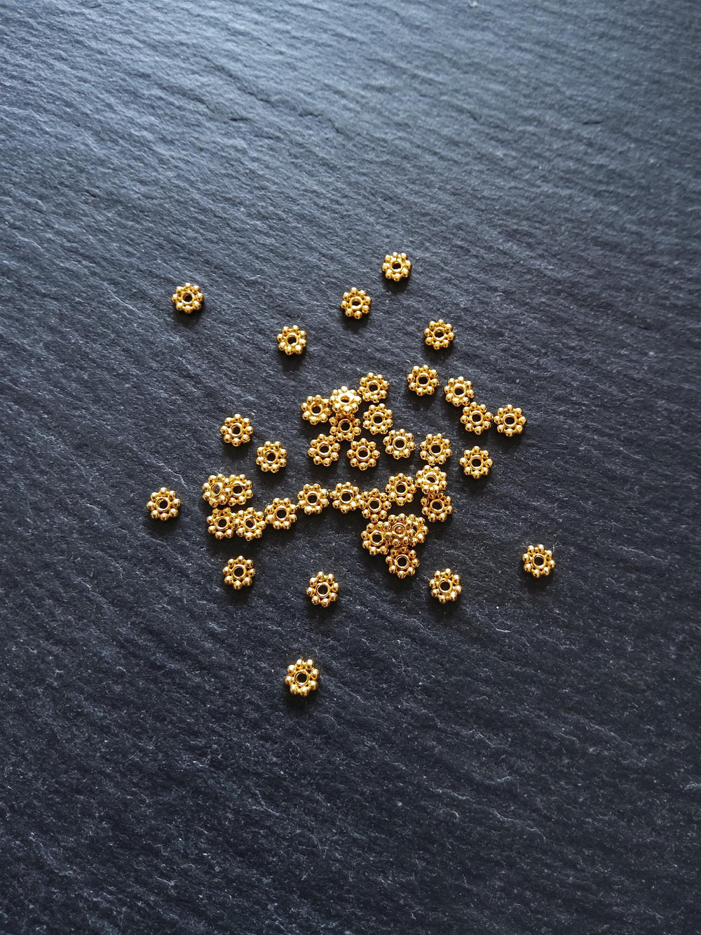 Genuine 22K Gold Vermeil Plated 925 Sterling Silver 4mm Daisy Spacer Beads 4x1mm Hole: 1mm