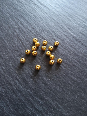 Genuine 22K Gold Vermeil Plated Solid 925 Sterling Silver 4mm Ball Beads Hole: 0.8mm