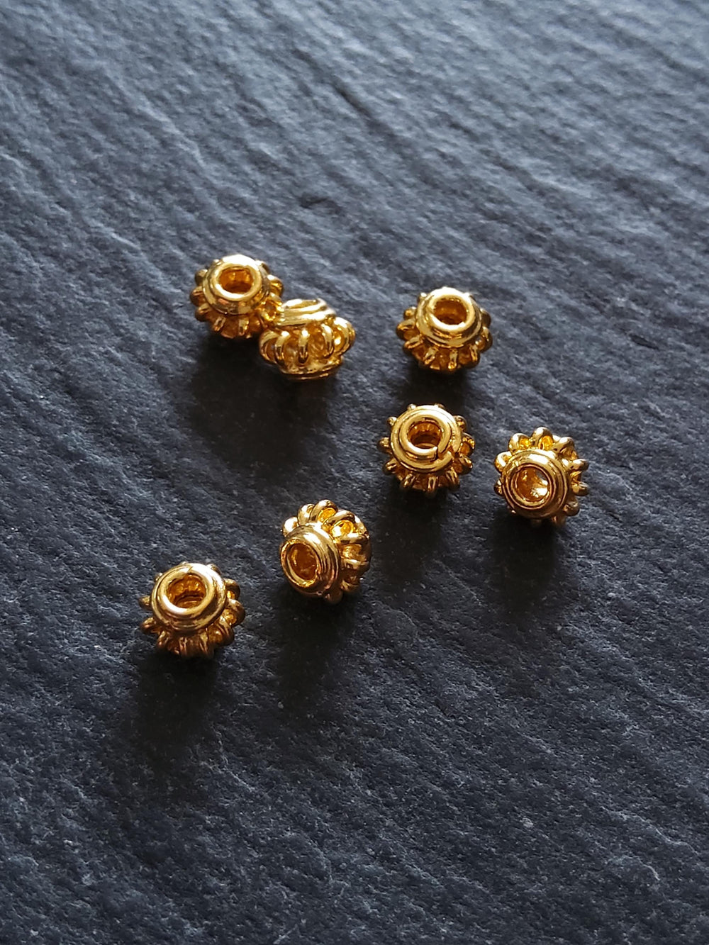 22K Gold Vermeil Plated Solid Bali 925 Sterling Silver 4.5mm Coil Spacer Beads  4.5x4mm Hole: 1.8mm