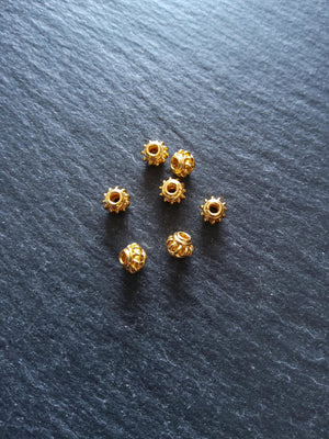 22K Gold Vermeil Plated Solid Bali 925 Sterling Silver 4.5mm Coil Spacer Beads  4.5x4mm Hole: 1.8mm