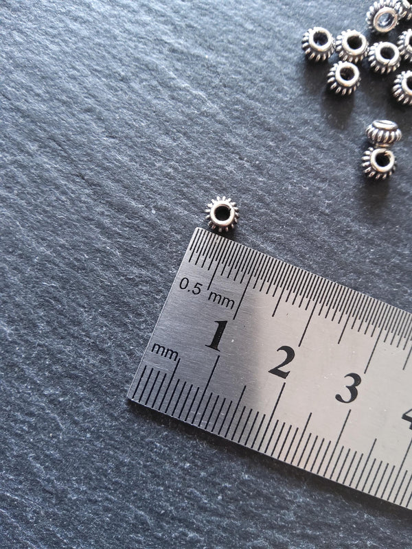 925 Bali Sterling Silver 5.1mm Coil Spacer Beads Antique Finish 5.1x3.1mm Hole: 2mm