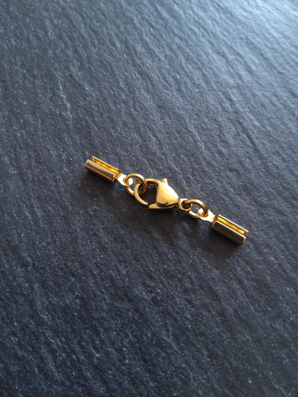 5 or 25 Gold Stainless Steel Crimp End Sets for 2mm to 2.5mm Round Cord Necklaces