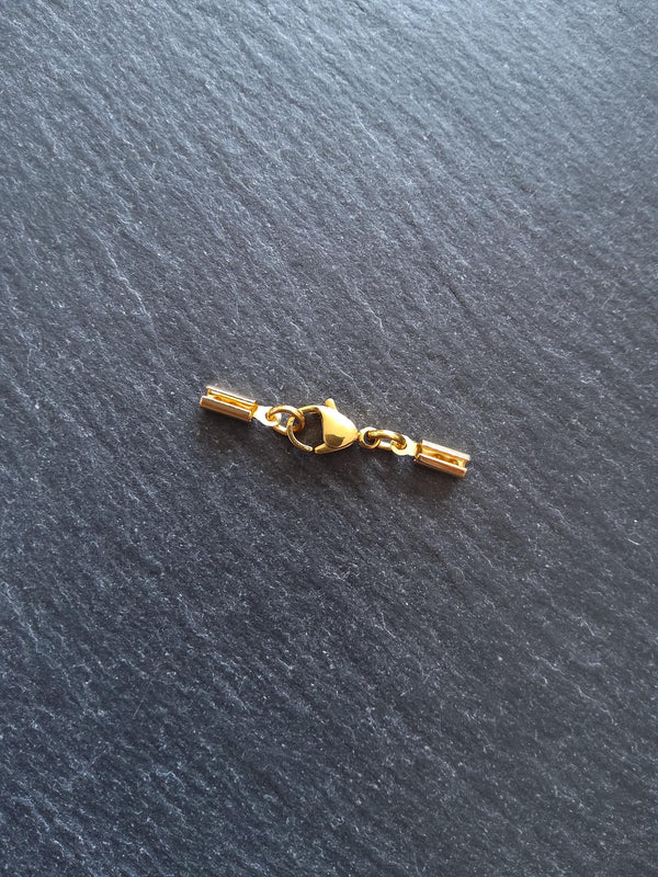 5 or 25 Gold Stainless Steel Crimp End Sets for 2mm to 2.5mm Round Cord Necklaces