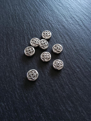 10 or 50 Flat Round Celtic Knot Beads 11mm Real Antique Silver Alloy 11x4mm - ContentedCatz