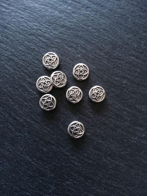 10 or 50 Flat Round Celtic Knot Beads 11mm Real Antique Silver Alloy 11x4mm - ContentedCatz