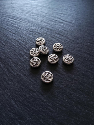 10 or 50 Flat Round Celtic Knot Beads 11mm Real Antique Silver Alloy 11x4mm - ContentedCatz