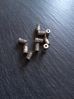 20 or 100 Antique Silver Tone 6mm Swirl Patterned Column Spacer Beads 10x6mm Hole: 1.8mm
