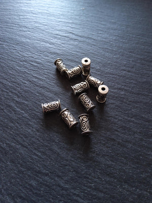 20 or 100 Antique Silver Tone 6mm Swirl Patterned Column Spacer Beads 10x6mm Hole: 1.8mm