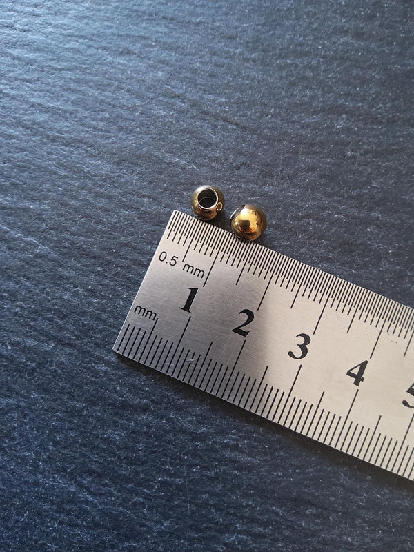 6 or 30 Golden 6mm Stainless Steel Solid Round Ion Plated Spacer Beads 6x5mm Hole: 3mm