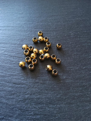 6 or 30 Golden 6mm Stainless Steel Solid Round Ion Plated Spacer Beads 6x5mm Hole: 3mm