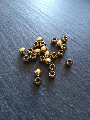 6 or 30 Golden 6mm Stainless Steel Solid Round Ion Plated Spacer Beads 6x5mm Hole: 3mm